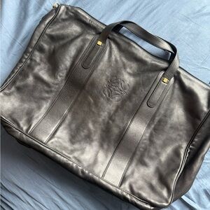 Loewe Black Leather Weekend Travel Bag